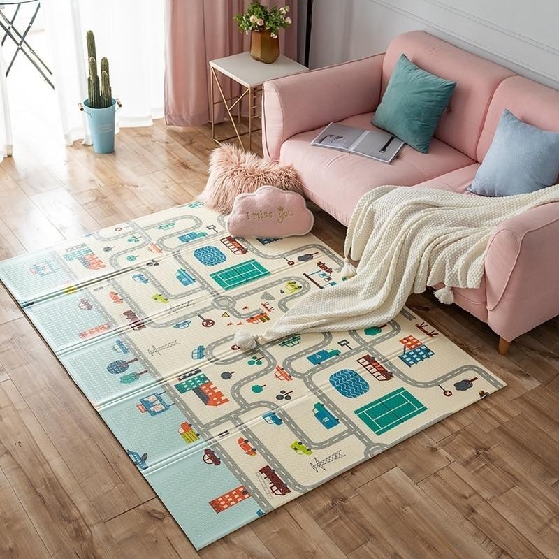 

Двухстронний складной игровой детский коврик для ползания Sticker Wall Дорога 2 200x180x1 см BN11
