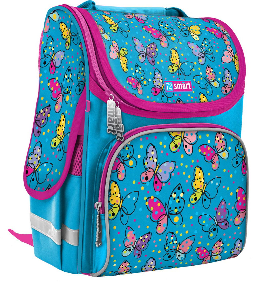 

Рюкзак школьный каркасный SMART PG-11 Bright butterflies голубой для девочек 10 л (557723)