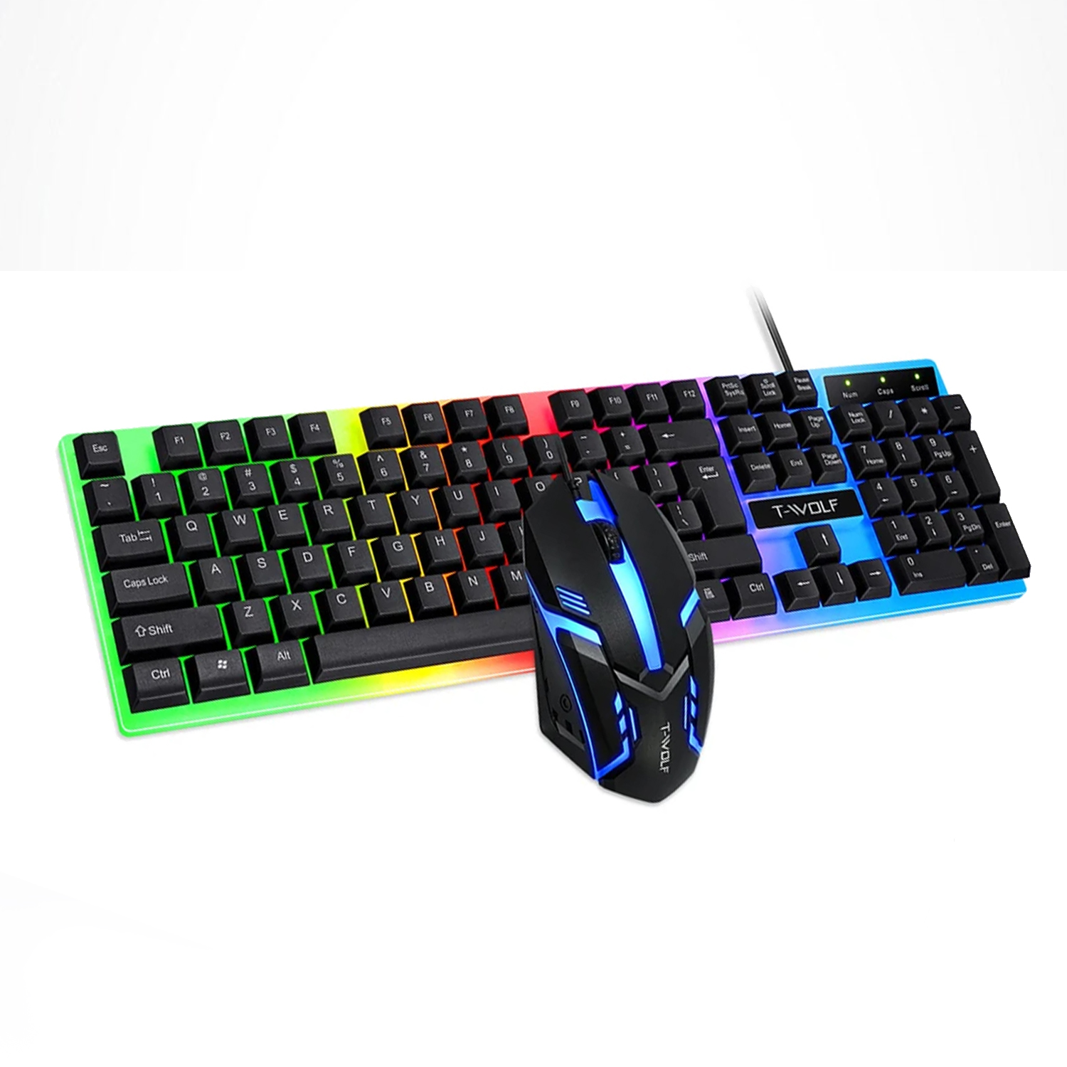 

Комплект (клавиатура+ мышь проводные) T-Wolf TF230 LED белый/черный