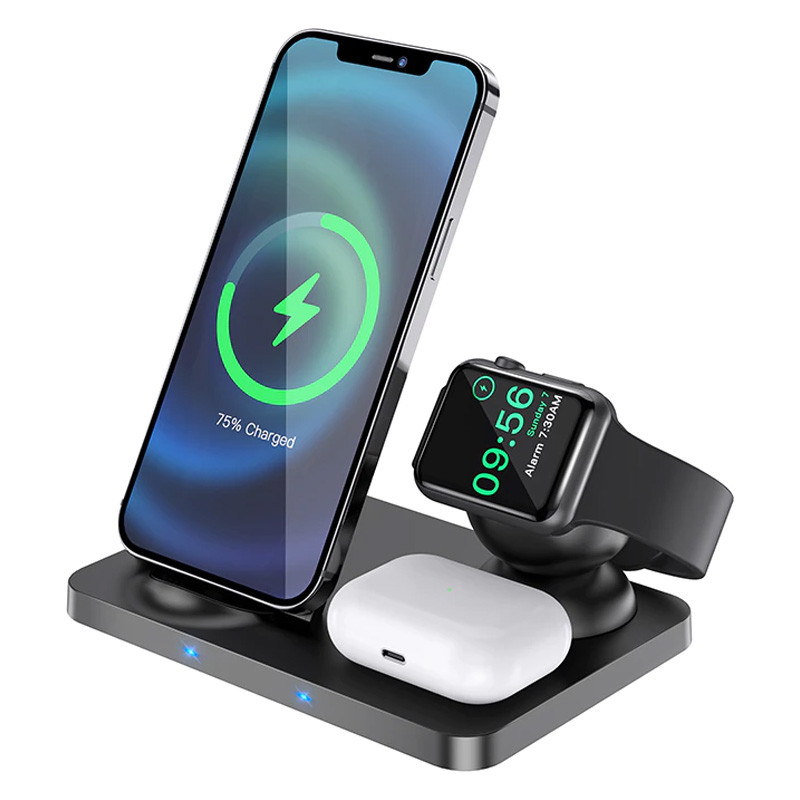 

Беспроводное зарядное устройство (Индукционное) Hoco CW33 Wisdom 2-In-1 Wireless Charger Black (CW33)