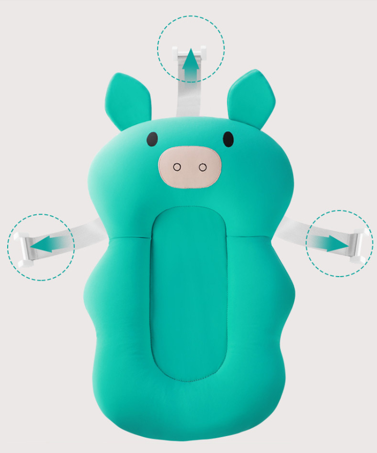 

Матрасик коврик для купания ребенка в ванночку с креплениями Belove, Green Pig +