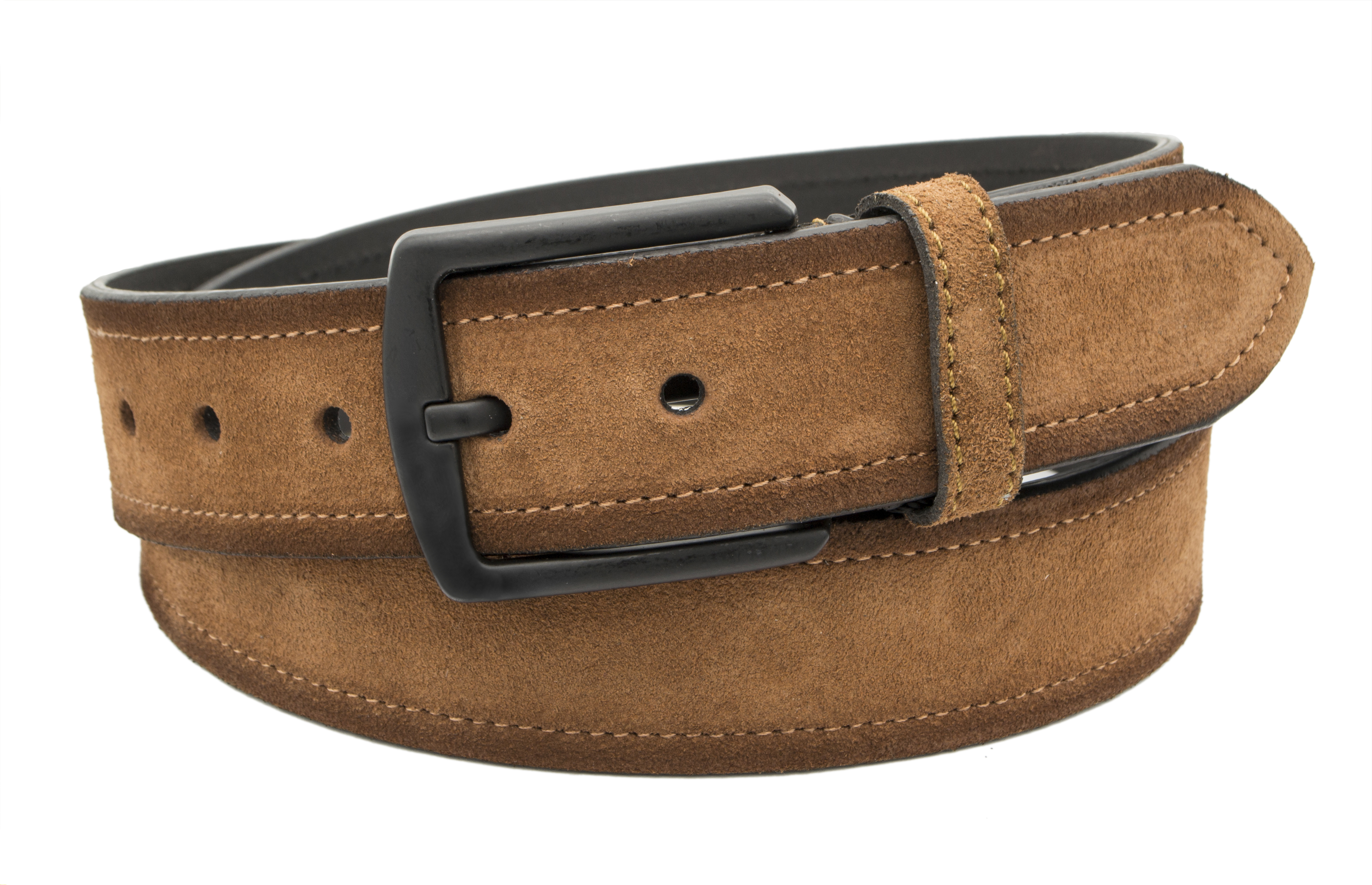 

Мужской замшевый ремень Real Leather 4 см для джинсов светло-коричневый 110-125 см