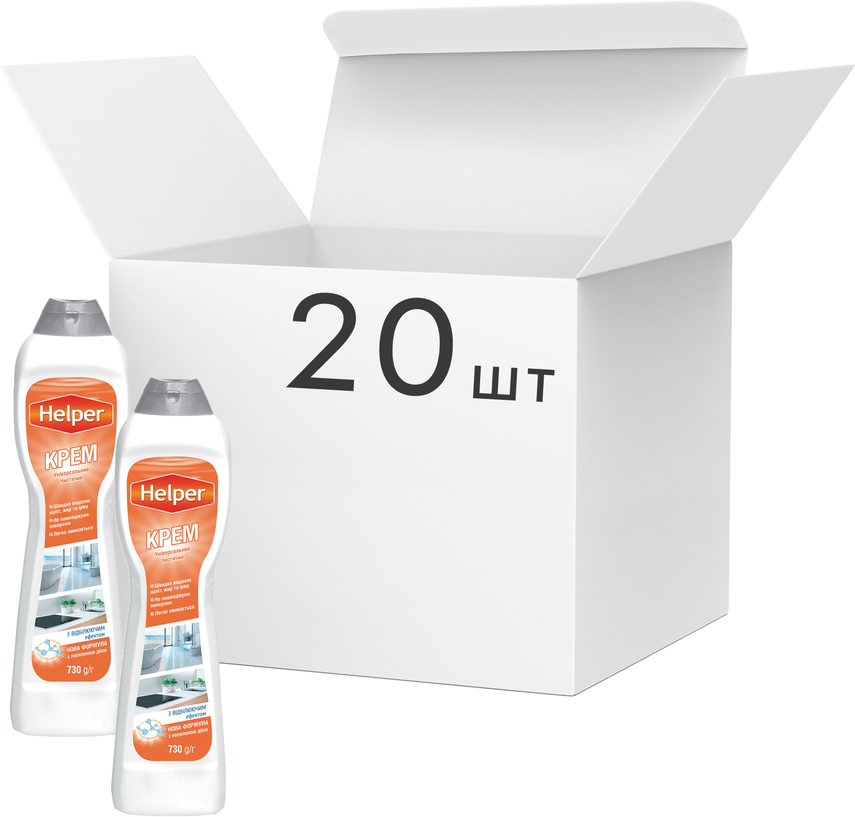 Акція на Упаковка чистящего крема Helper универсального Отбеливающего 500 мл х 20 шт (4820183970619) від Rozetka UA