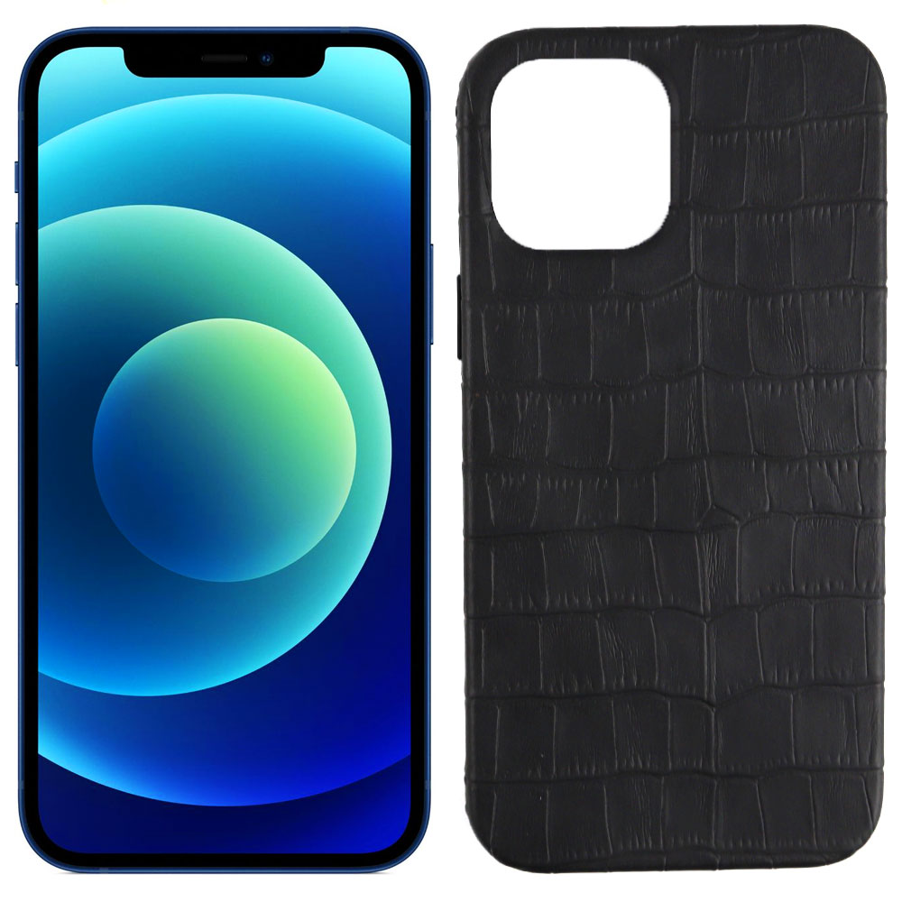 

Чехол Leather Croc для Apple Iphone 12/12 Pro Black