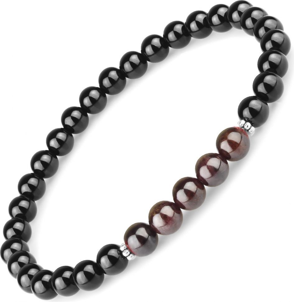 

Браслет на резинке из оникса и граната Everiot LNS-8028 (18 см)