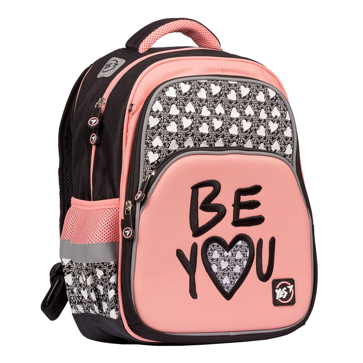 

Школьный рюкзак YES S-40 "Be YOU", для девочек младшего и среднего школьного возраста с ортопедической спинкой , черный/розовый
