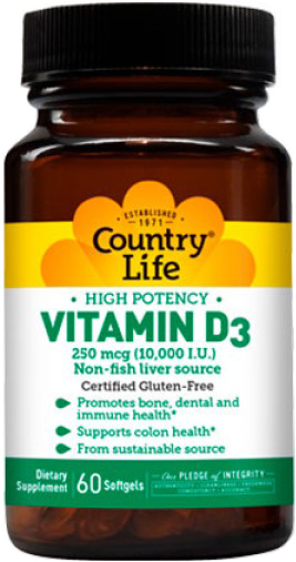 

Витамины Country Life D3 10000 МО 60 капсул (015794058151)