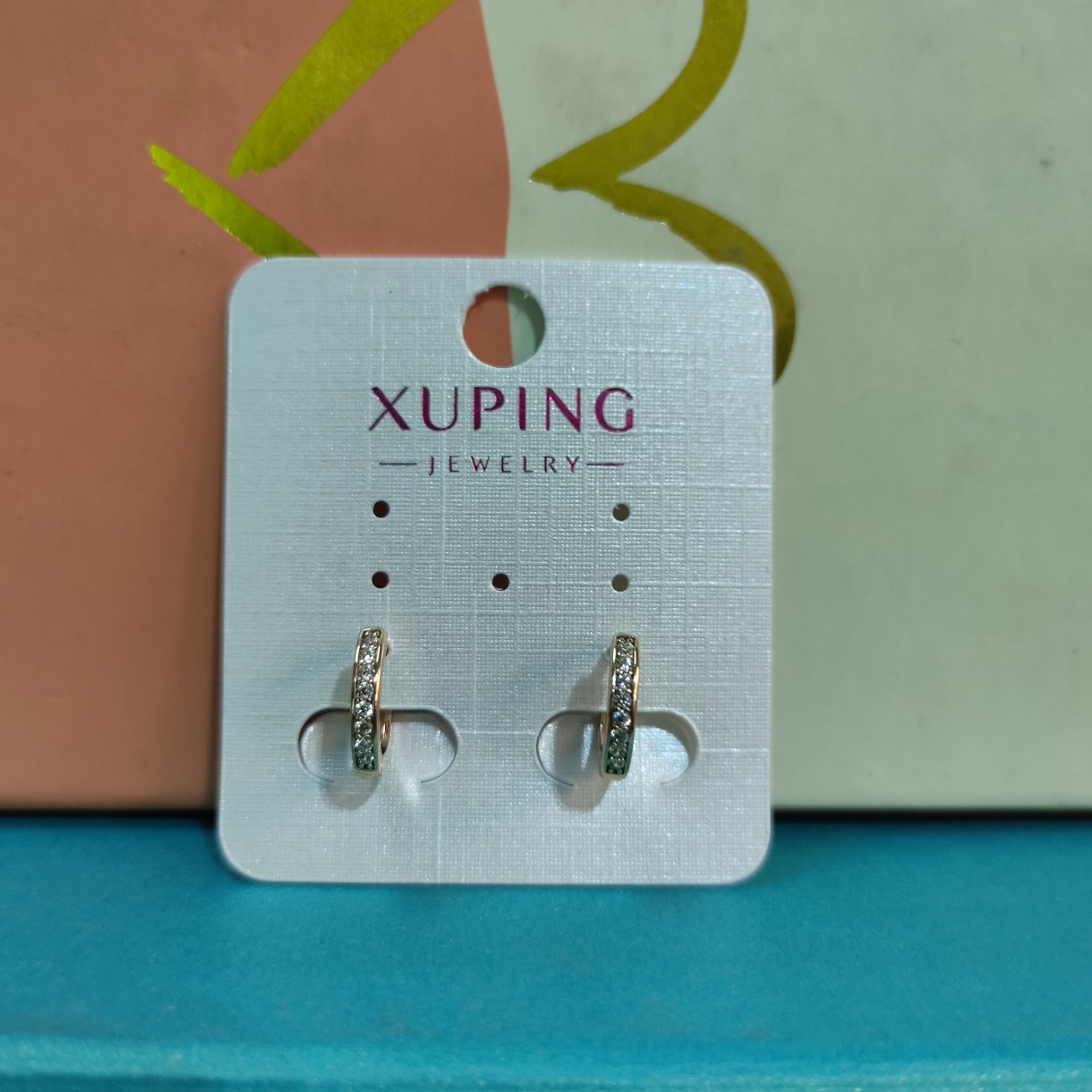 

Серьги Xuping Линия камней с цирконием позолота 99852