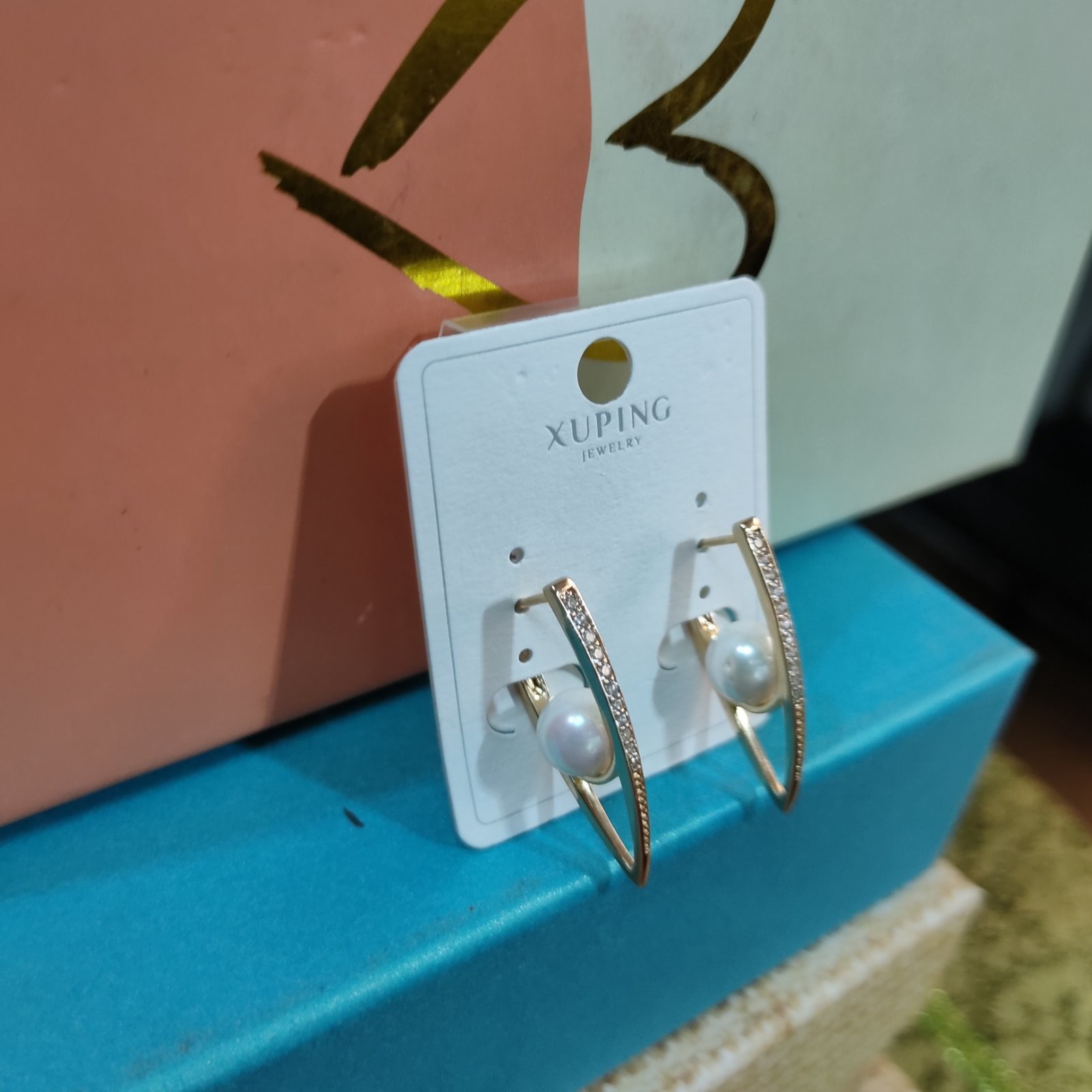 

Серьги Xuping с цирконием позолота с жемчугом 99847