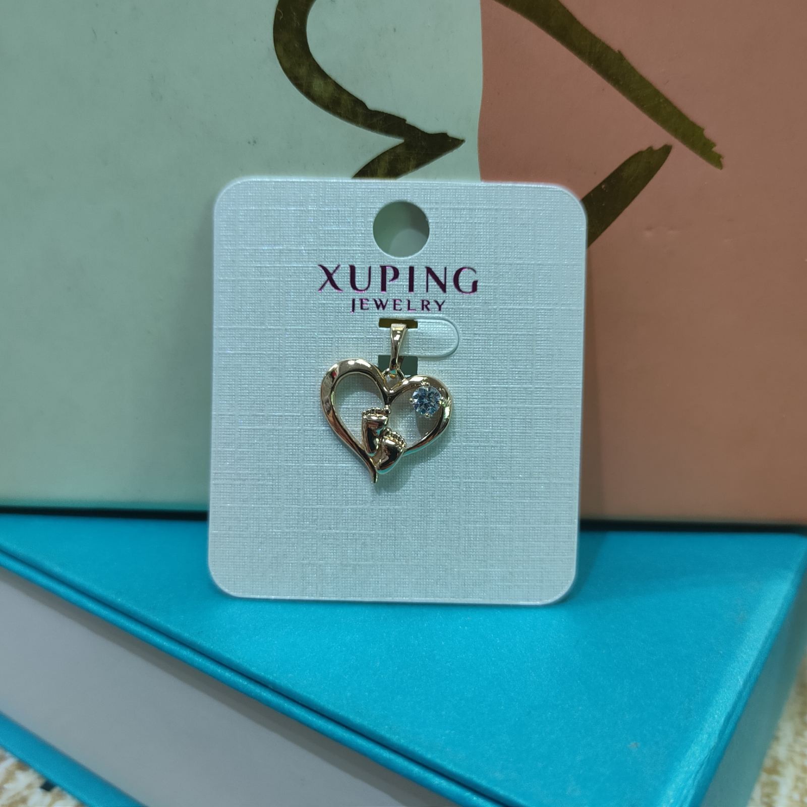 

Кулон Xuping Сердце с цирконием позолота 61112