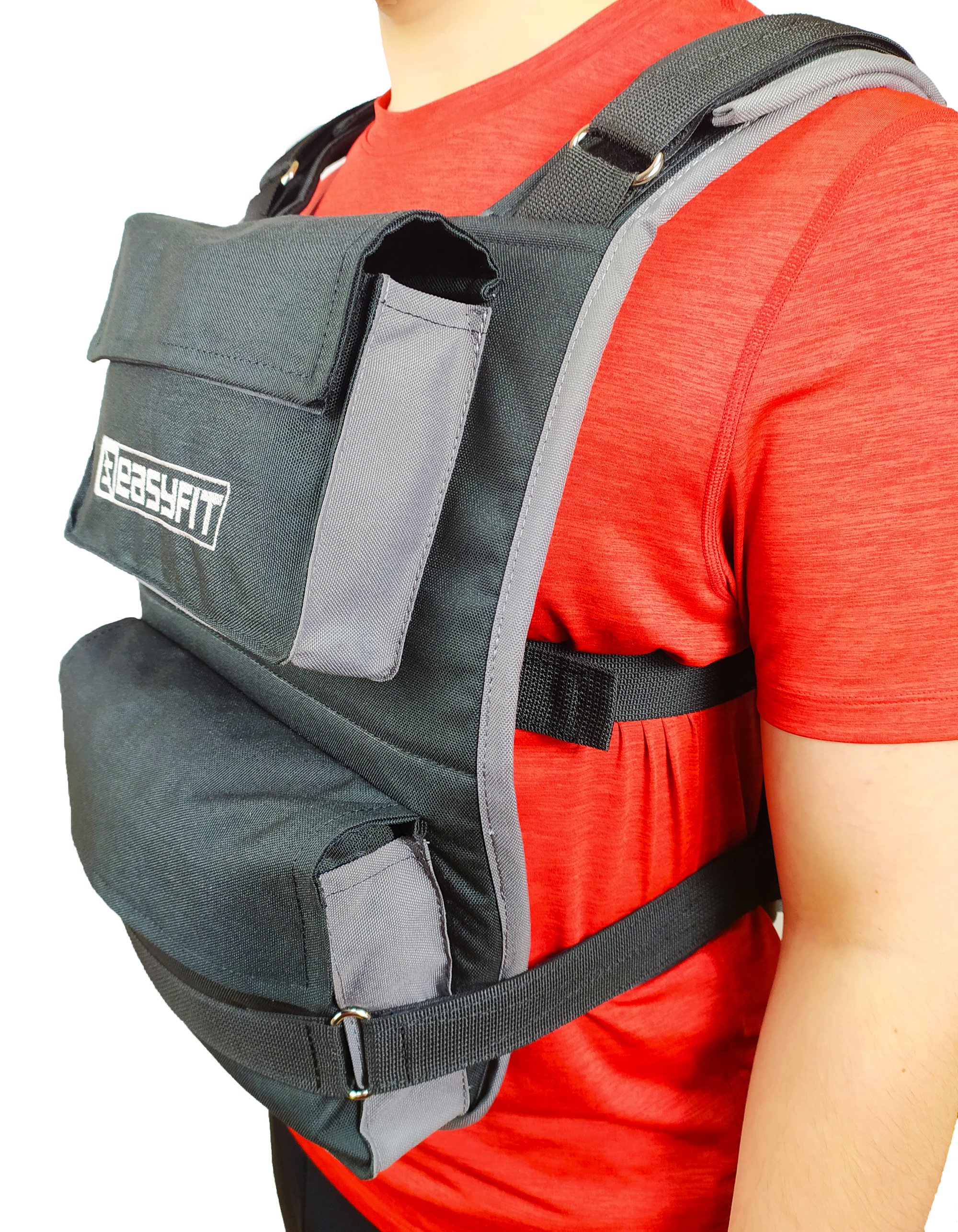 

Жилет-утяжелитель EasyFit до 20 кг (регулируемый наборной утяжелительный инвентарь со сменным весом для тренировок и бега) EF-VVND20