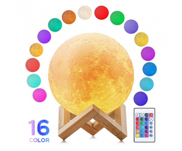 

Настольный светильник Луна Moon Night Light 15 см с пультом 16 цветов / детский ночник