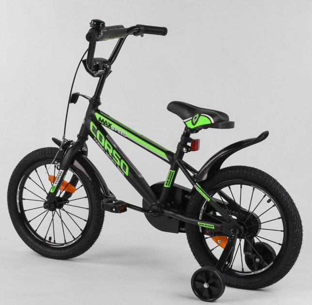 

Велосипед детский 16" 2-х колёсный "CORSO" ST-16312 (2) стальные рама и диски, надувные колеса, Зеленый, от 4 до 6 лет