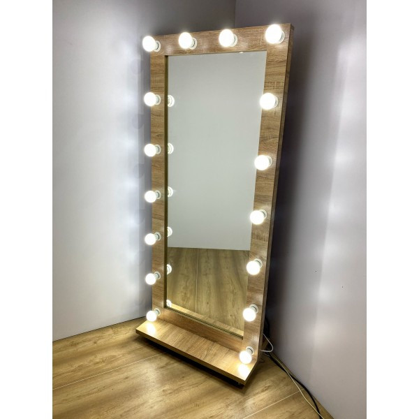 

Туалетное гримерное визажное зеркало sp0d с LED подсветкой на подставке с колесиками Дуб сонома (Зеркало-13)