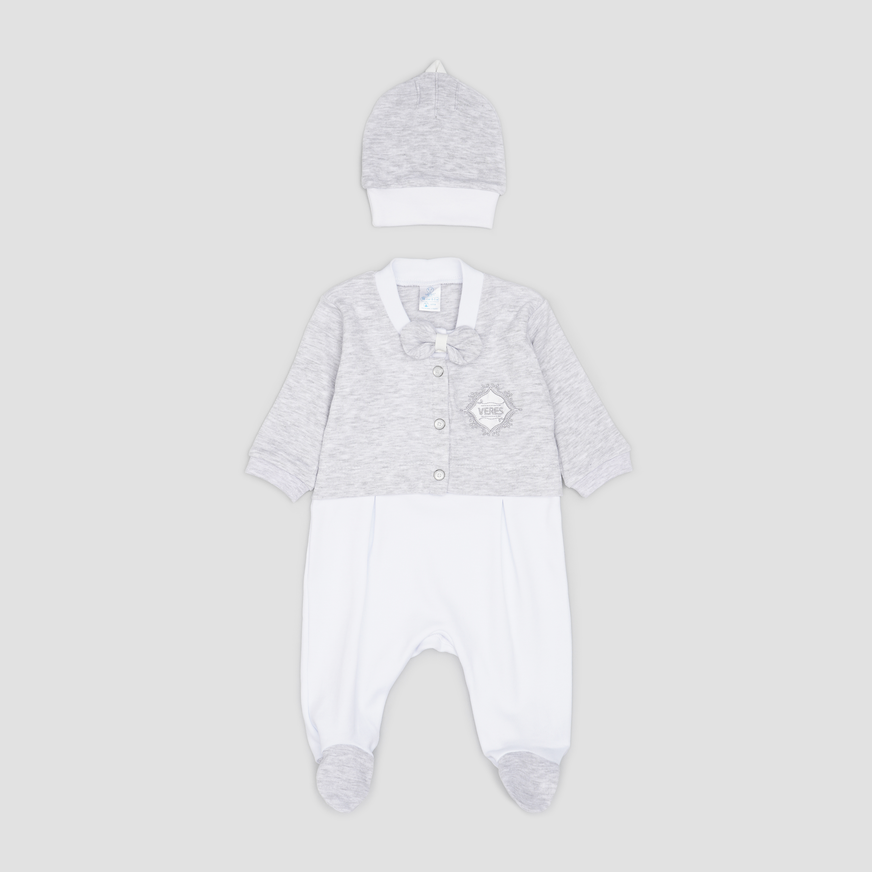 

Человечек + шапочка Baby Veres Cavalier grey 110-2.52-44 56 см Белый