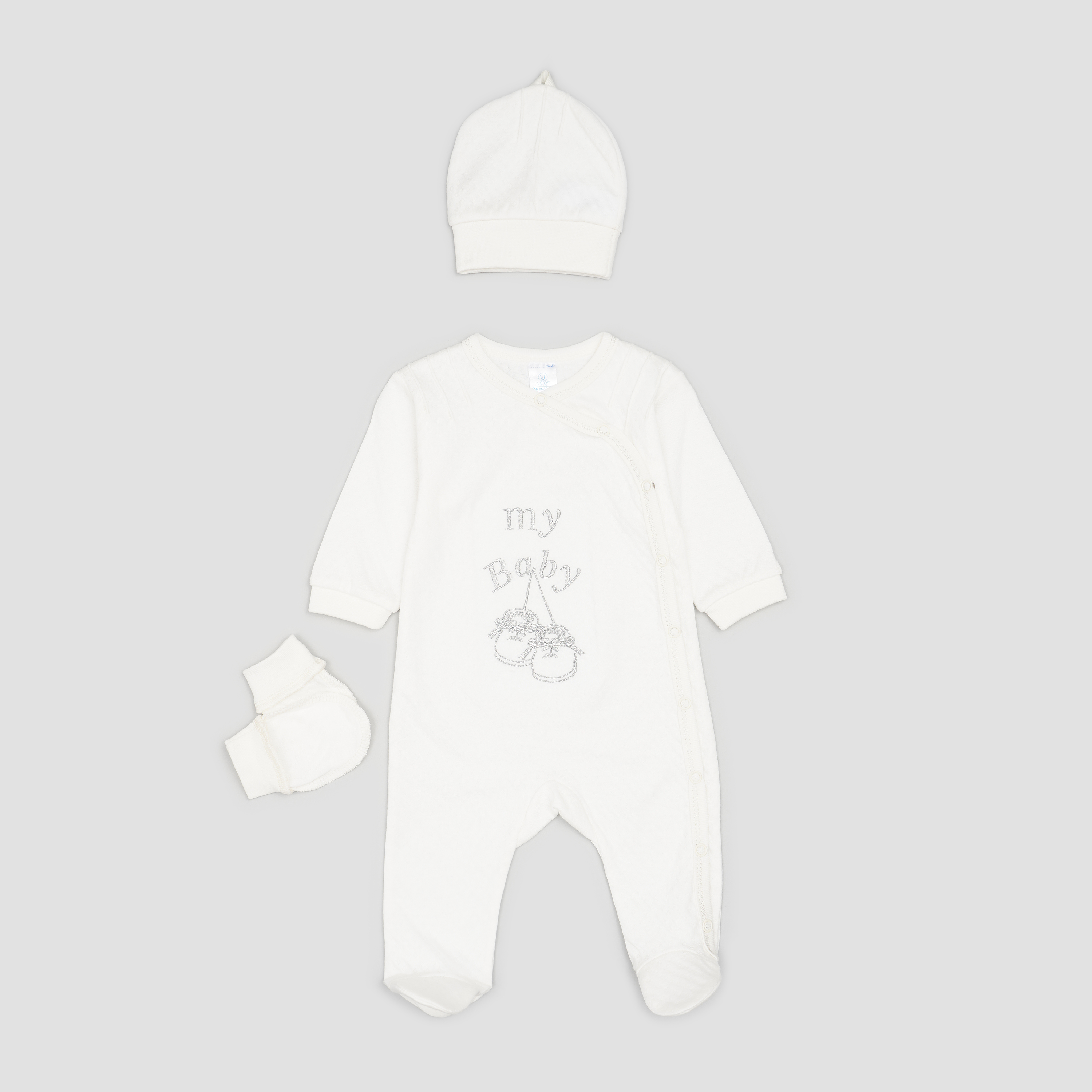 

Человечек + шапочка Baby Veres Booties silver 110-3.57-33 56 см Белый