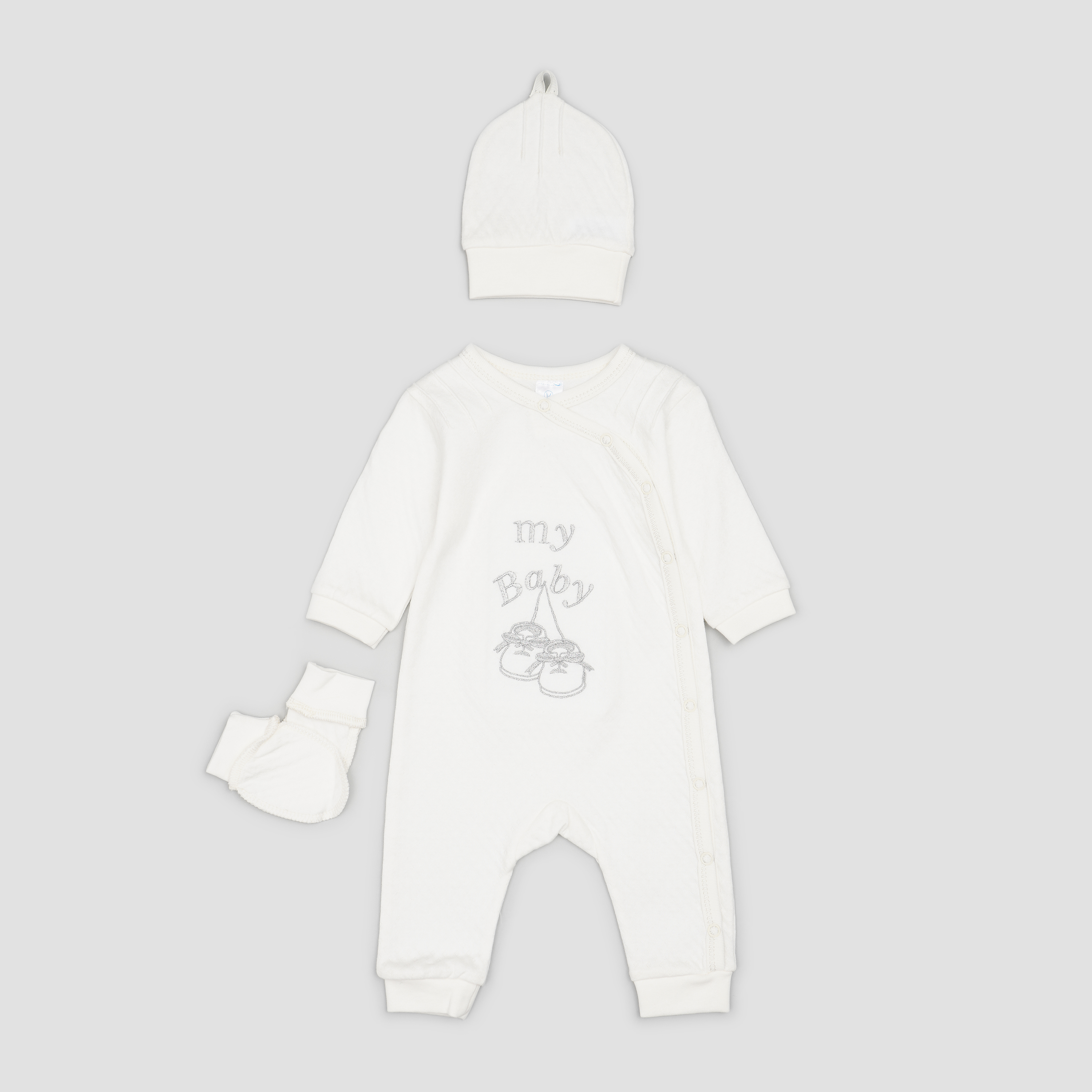 

Человечек + шапочка Baby Veres Booties silver 110-3.57-3 62 см Белый