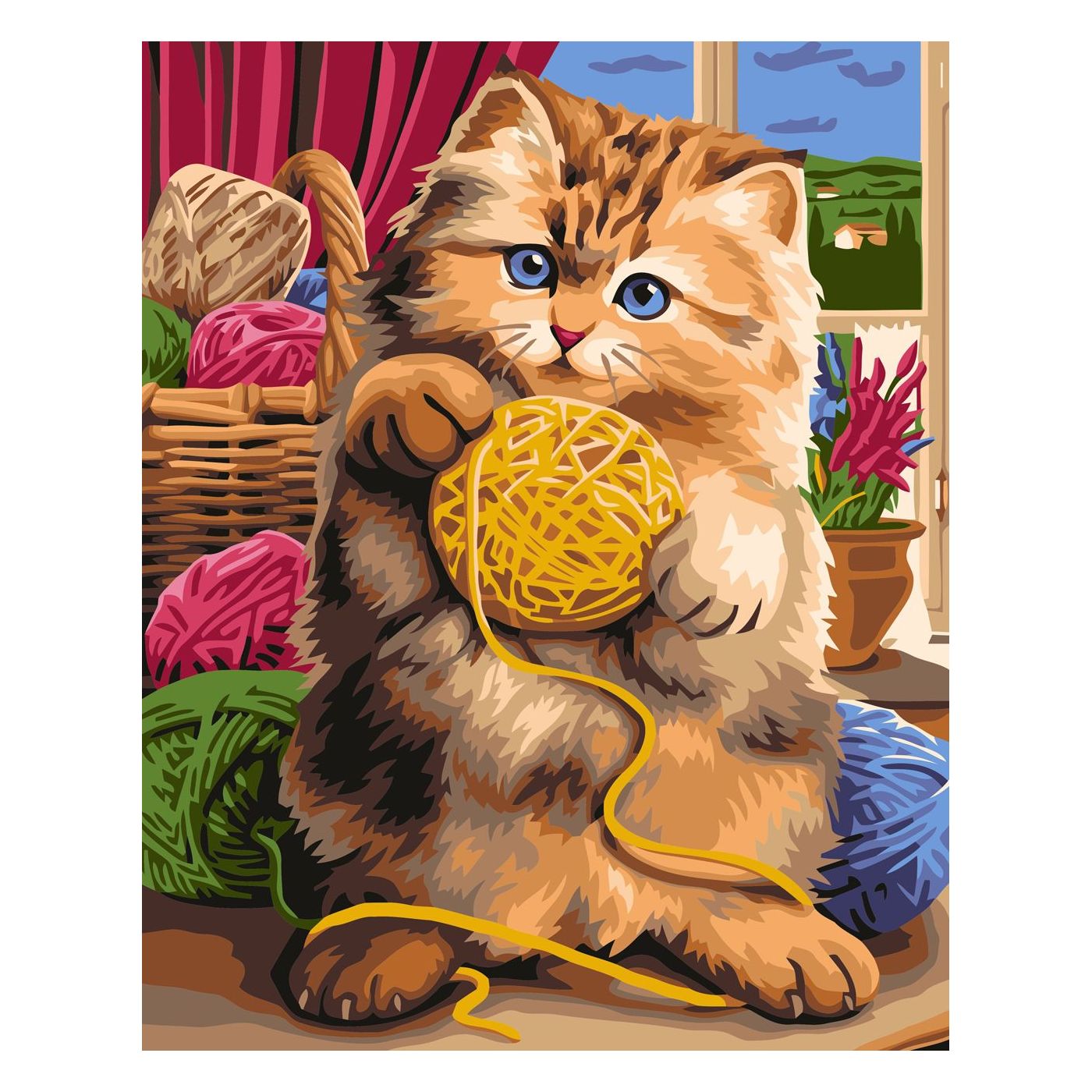 Набор для рисования Attivio картина по номерам котенок с клубочком
