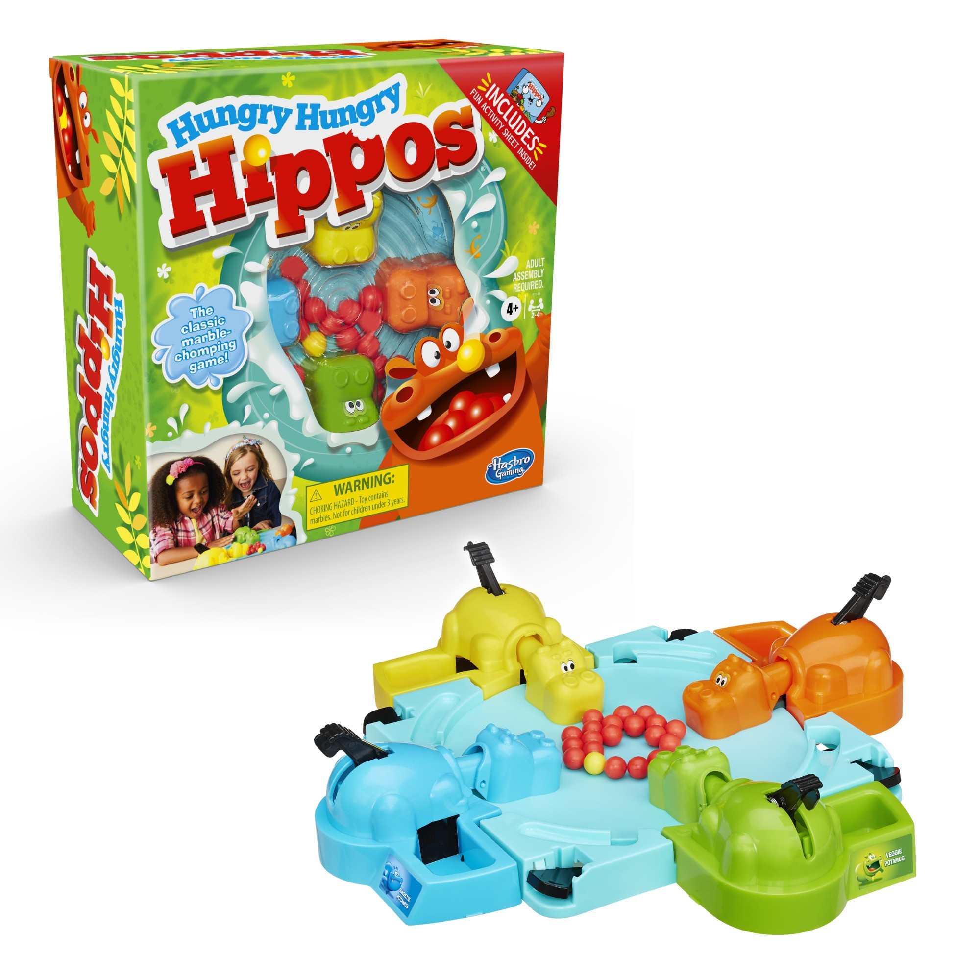 

Игра Hasbro Hungry Hungry Hippos Голодные Бегемотики включает лист активности