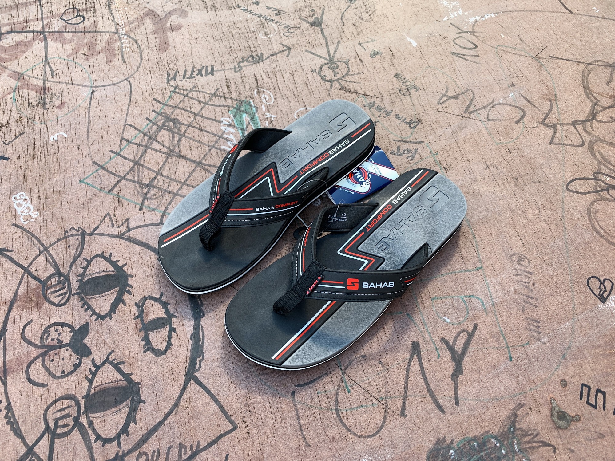 

Вьетнамки SAHAB SH 21-073M 47 Black-Grey черные с серым