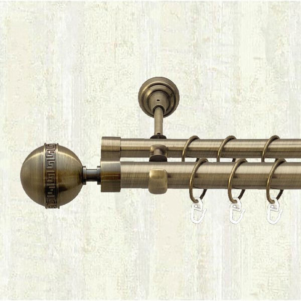 

Карниз металевий Orvit Таврика двохрядний 25/19 мм відкритий 200см антик