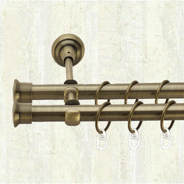 

Карниз металевий Orvit Дуо двохрядний 19/19 мм відкритий 240см антик