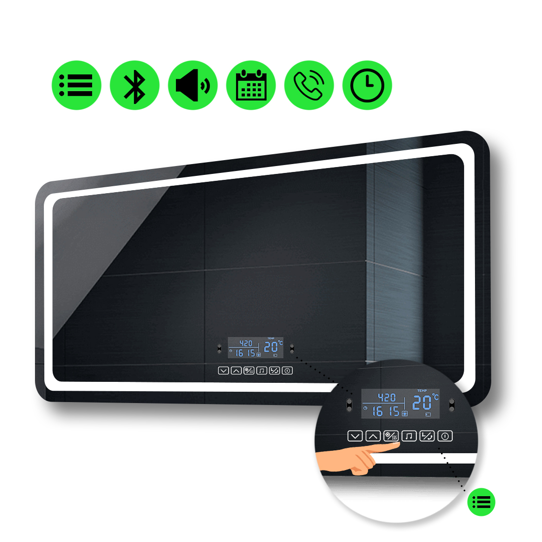 

LED-зеркало 100x80см, с Smart-блоком, модель Anvi
