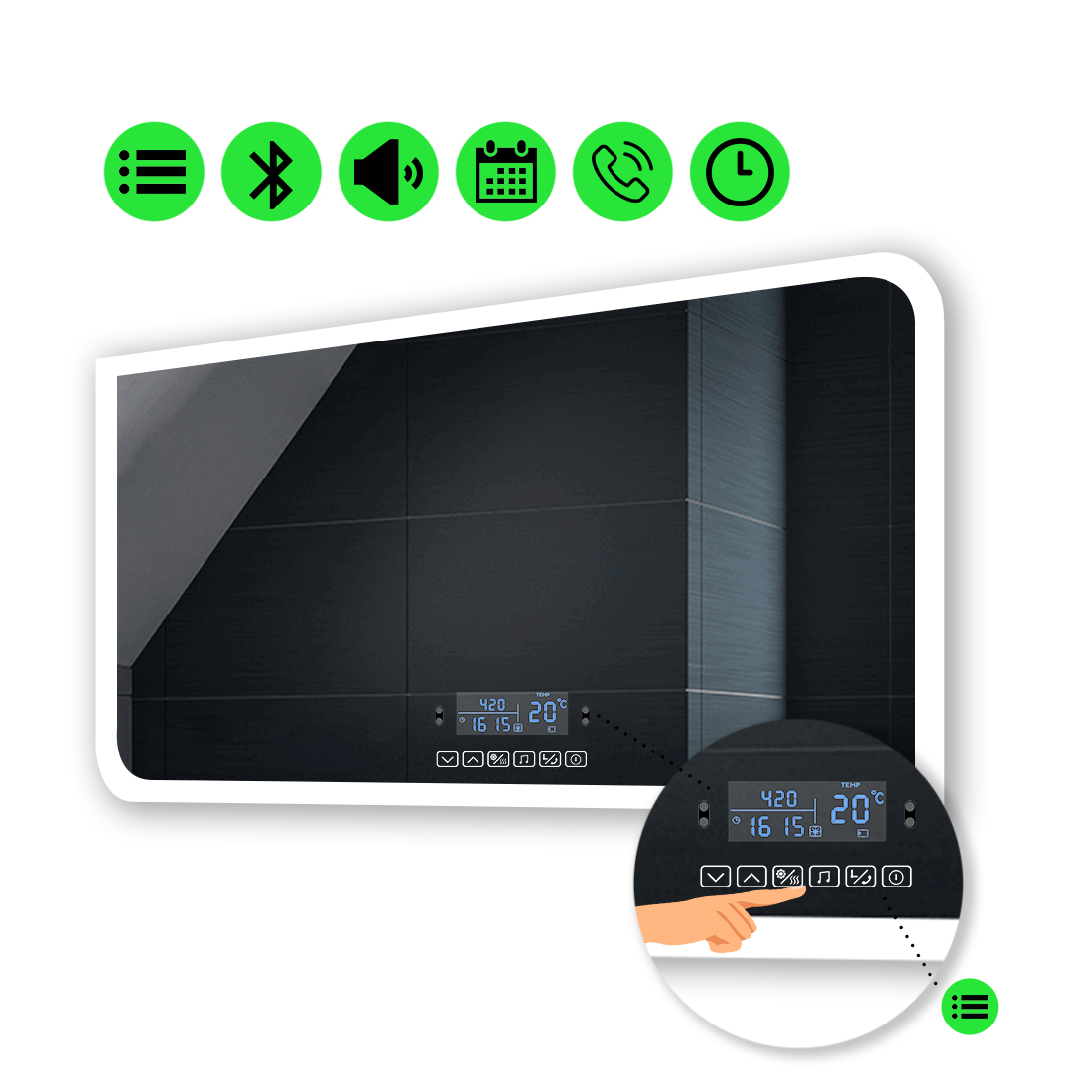 

LED-зеркало 90x60см, с Smart-блоком, модель Kruka