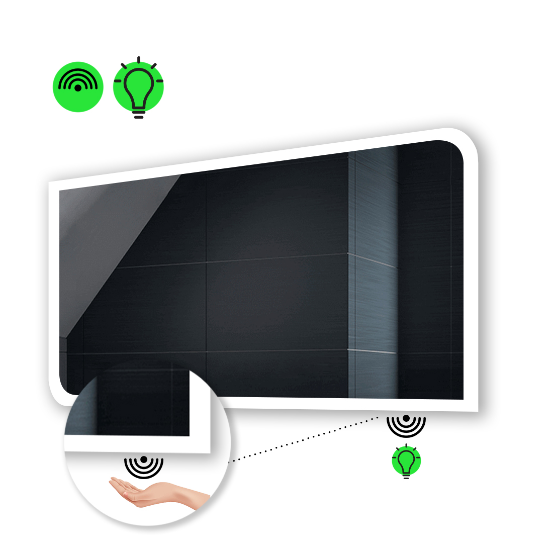 

LED-зеркало 80x60см, с ИК включателем, модель Kruka