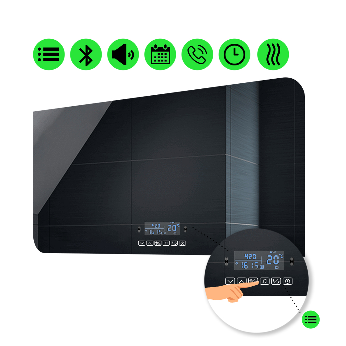 

LED-зеркало 80x60см, с Smart-блоком и подогревом, модель Simona
