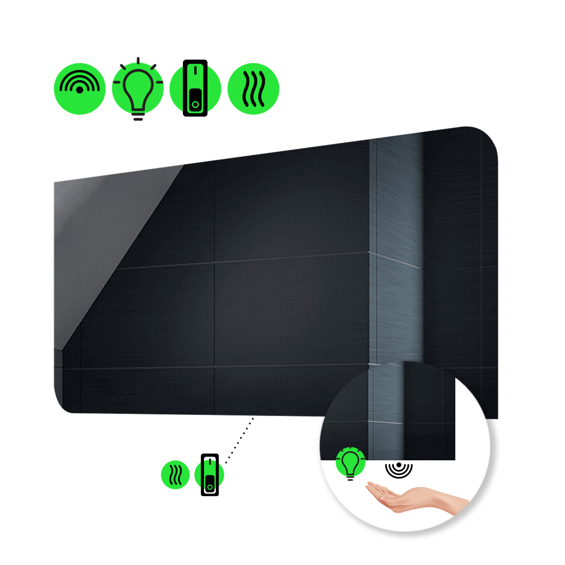 

LED-зеркало 120x80см, с ИК включателем и подогревом с механическим управлением, модель Simona
