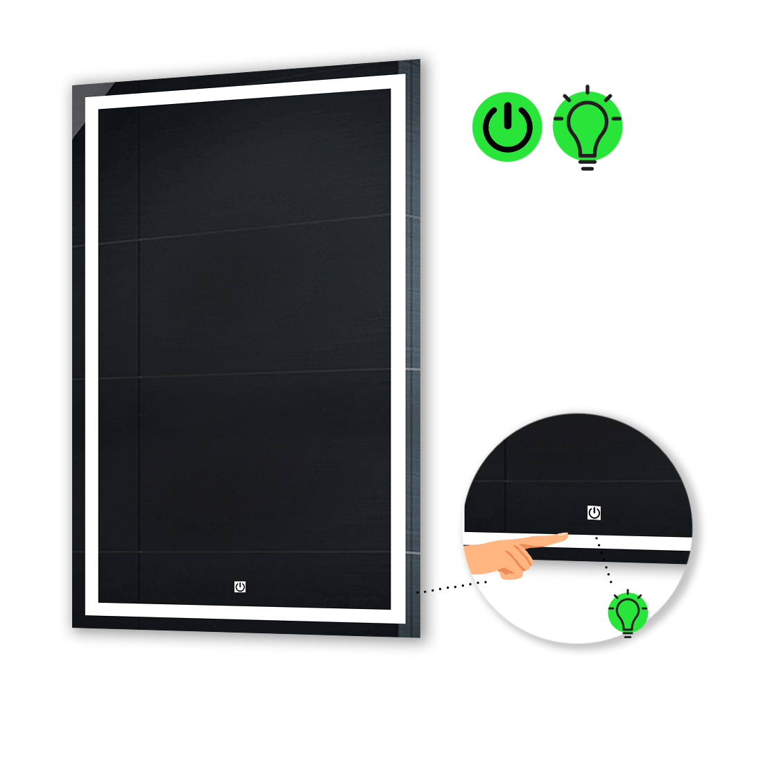 

LED-зеркало 60x100см, с сенсорной кнопкой управления, модель Karnet