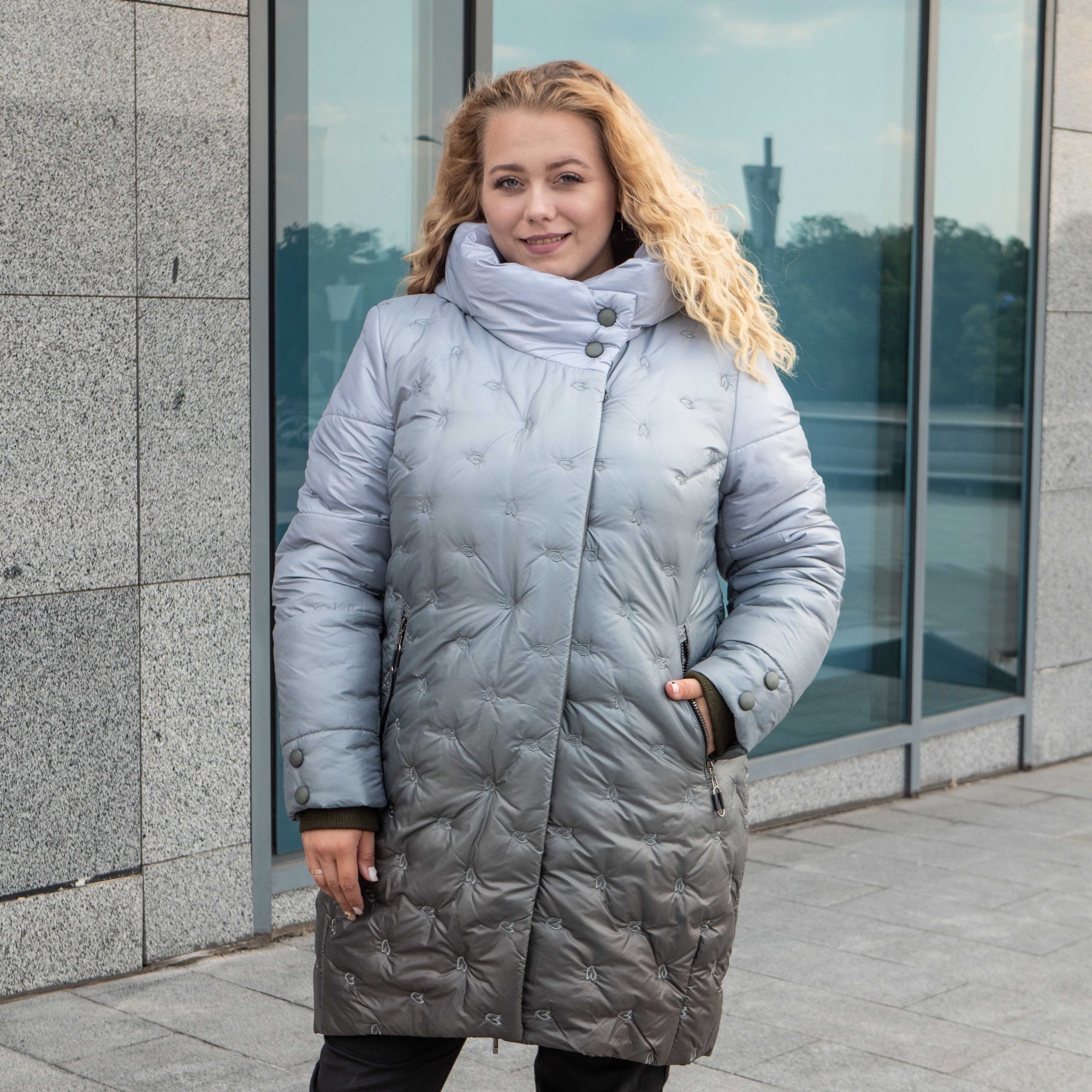 

Зимняя женская куртка большого размера UF-Fashion Dinara list -x 54 хаки