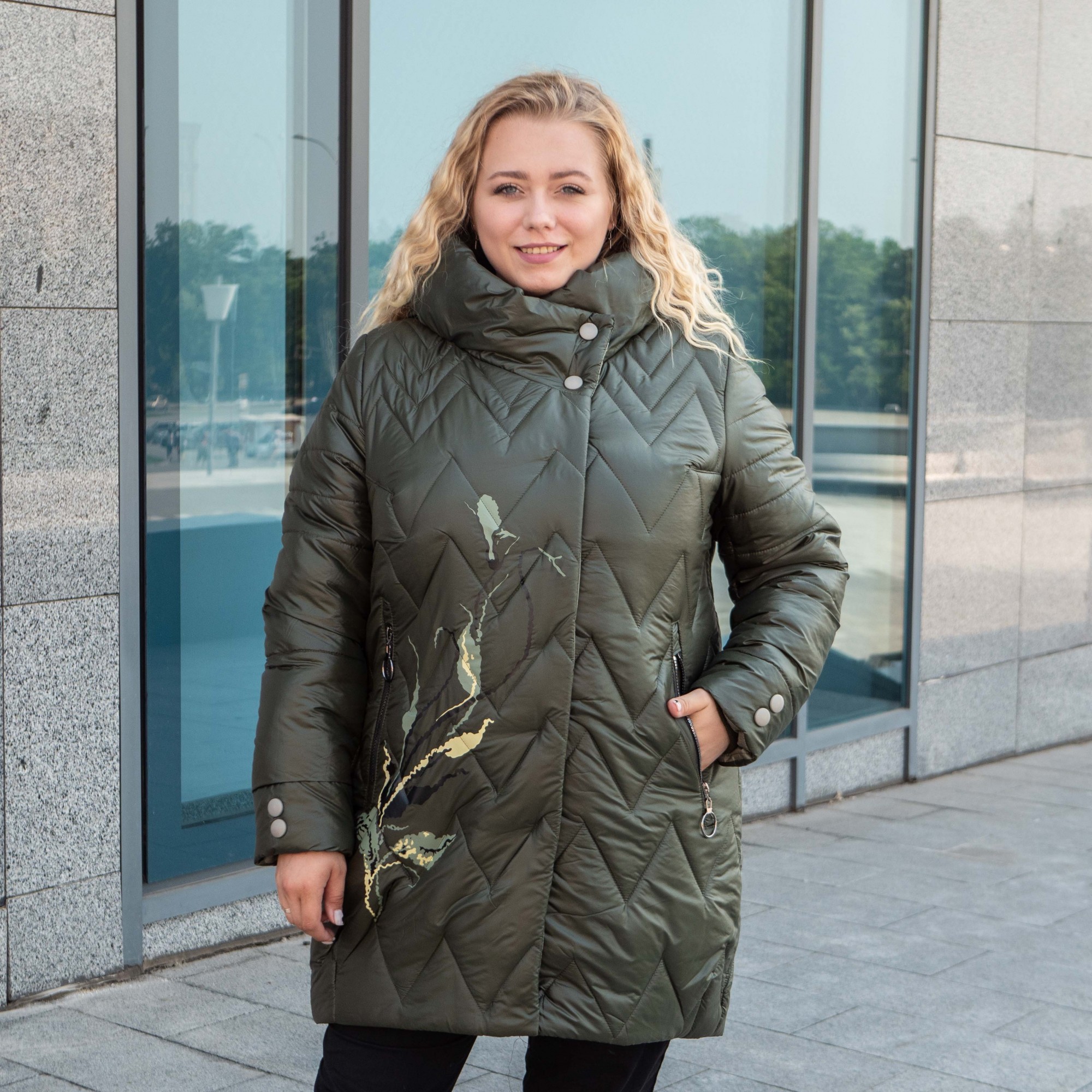 

Зимняя женская куртка большого размера UF-Fashion Dinara -z -x 58 хаки