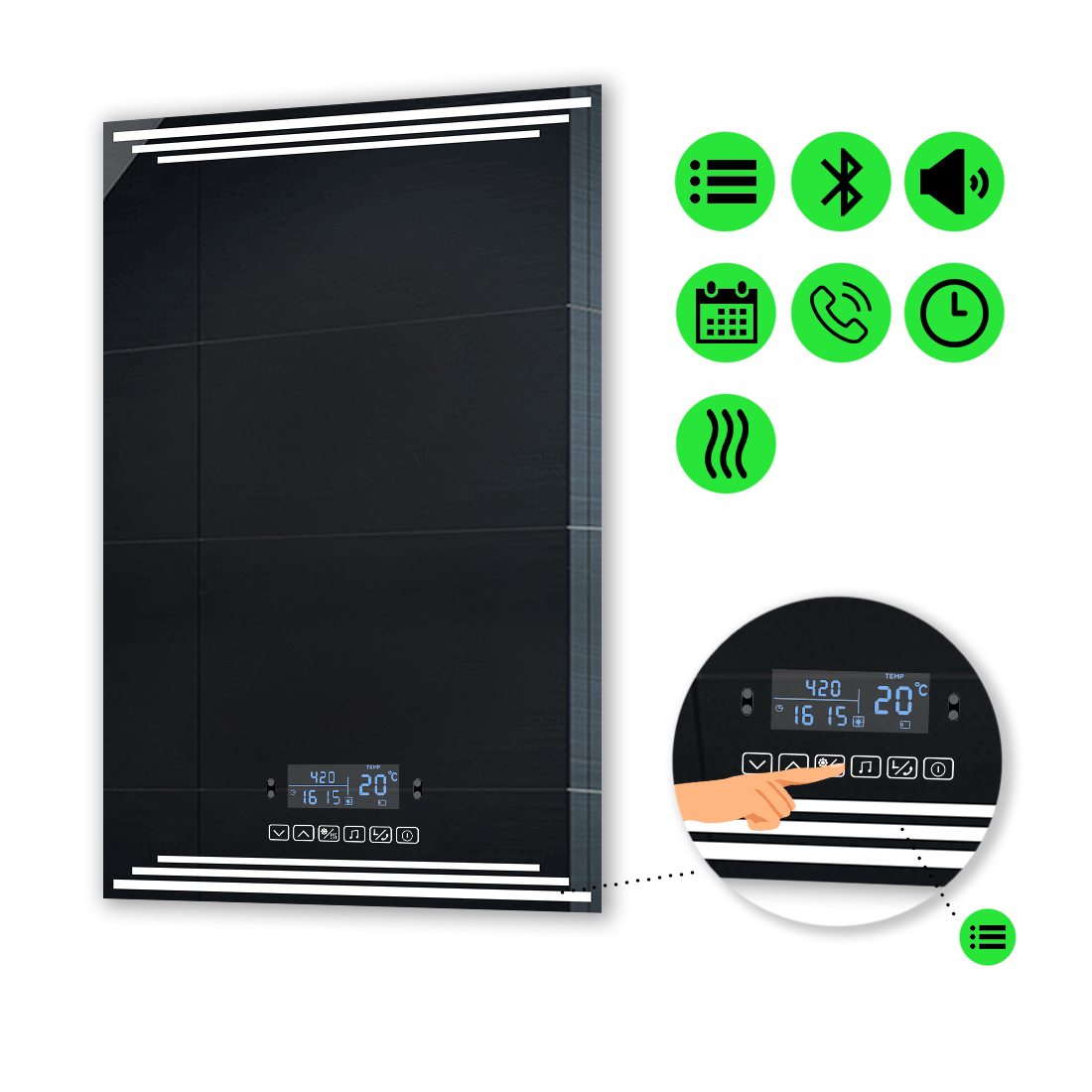 

LED-зеркало 60x80см, с Smart-блоком и подогревом, модель Francisca