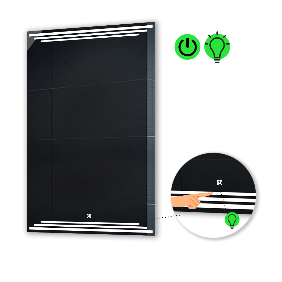 

LED-зеркало 100x120см, с сенсорной кнопкой управления, модель Francisca