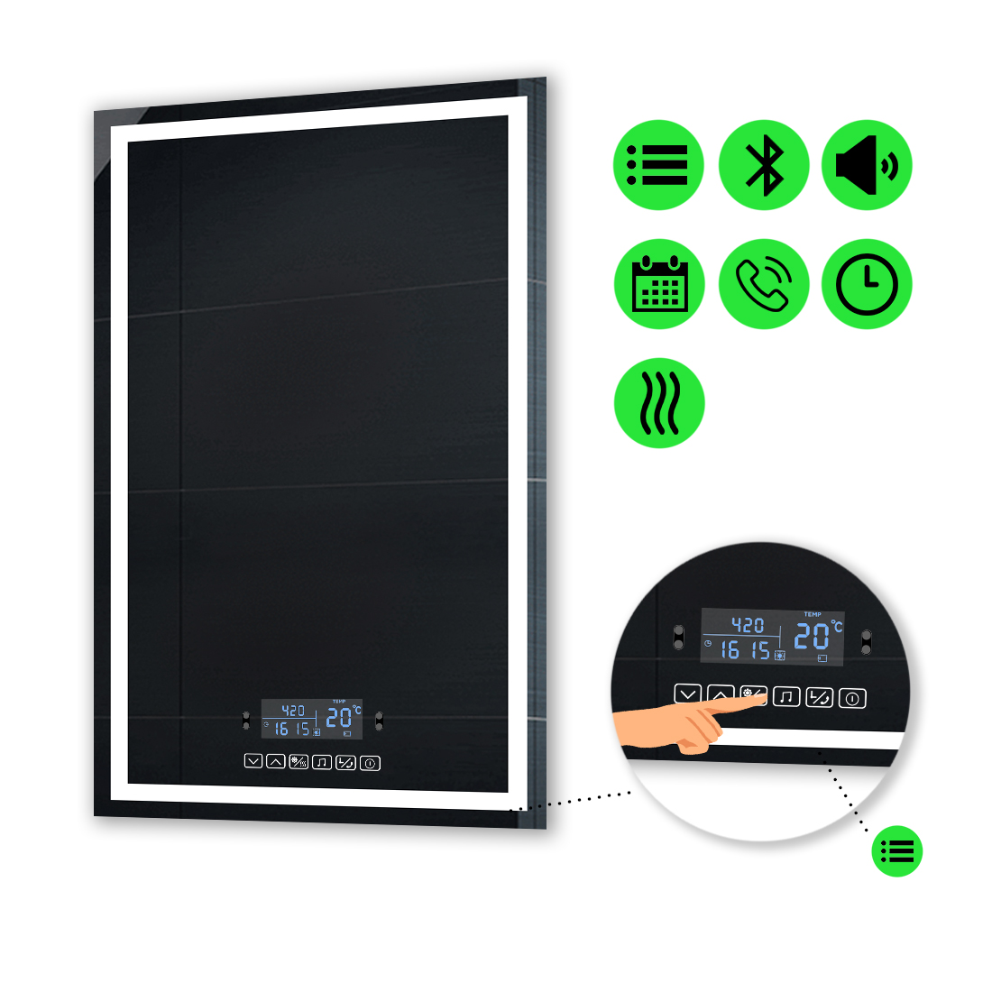 

LED-зеркало 80x90см, с Smart-блоком и подогревом, модель Karnet