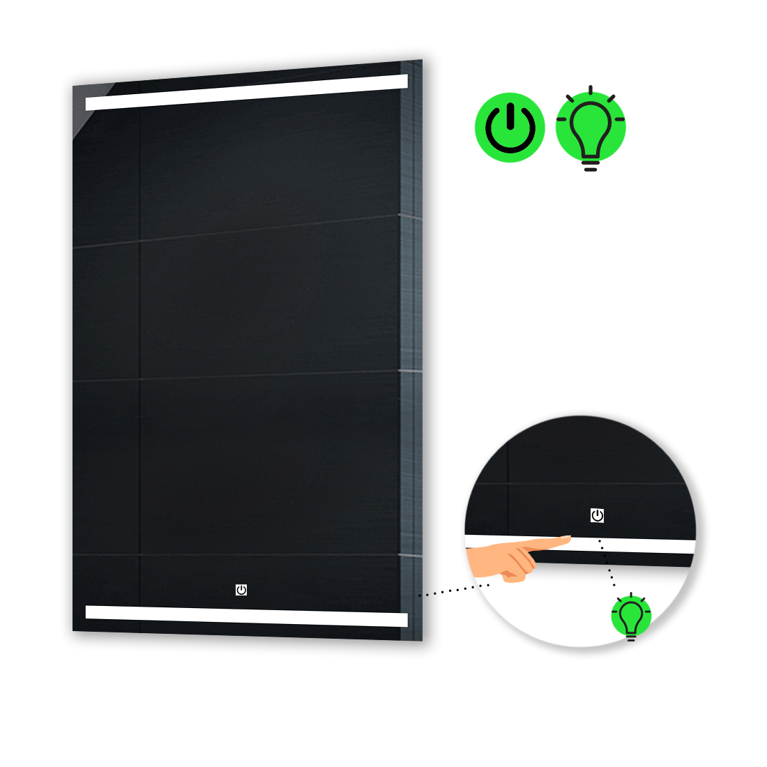 

LED-зеркало 70x90см, с сенсорной кнопкой управления, модель Adelita