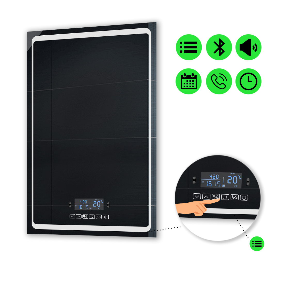 

LED-зеркало 80x100см, с Smart-блоком, модель Emma