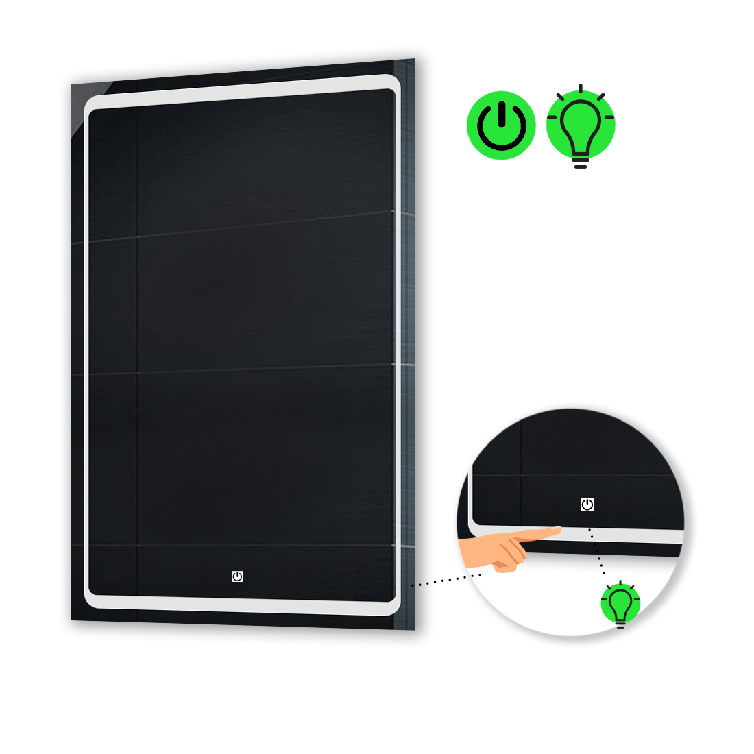 

LED-зеркало 80x90см, с сенсорной кнопкой управления, модель Emma