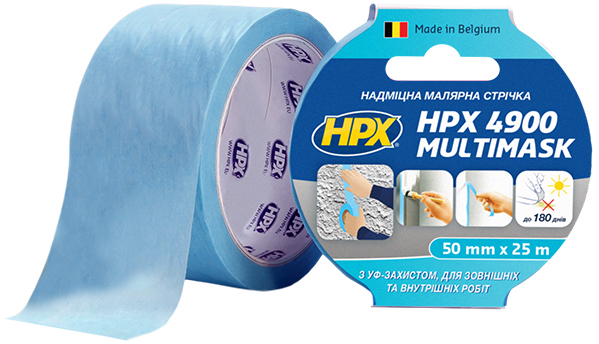 

Малярная лента HPX 4900 Multimask сверхпрочная с УФ-защитой 50 мм х 25 м Голубая (EW5025)