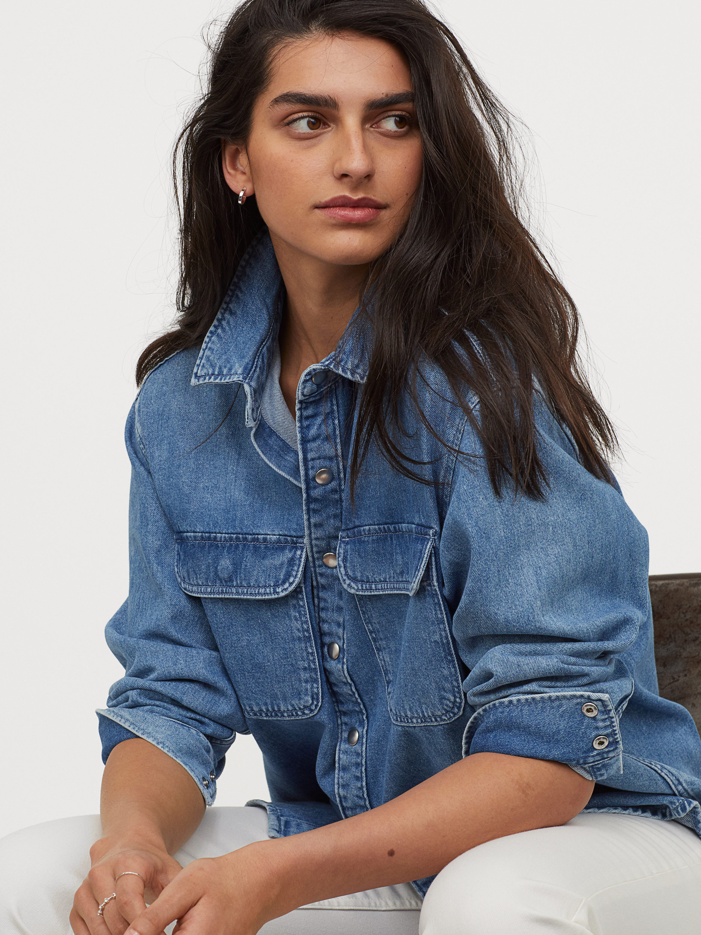 

Рубашка джинсовая H&M 07-0826033-013 S Синяя (СА2000001853719)