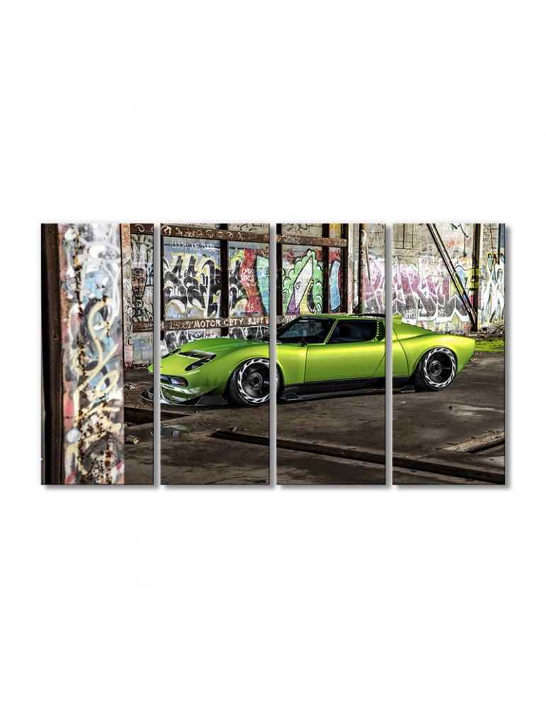 

Модульная картина Artel «Автомобиль Ламборджини Миура Вайдбоди светло-зеленый» 4 модуля 70x105 см