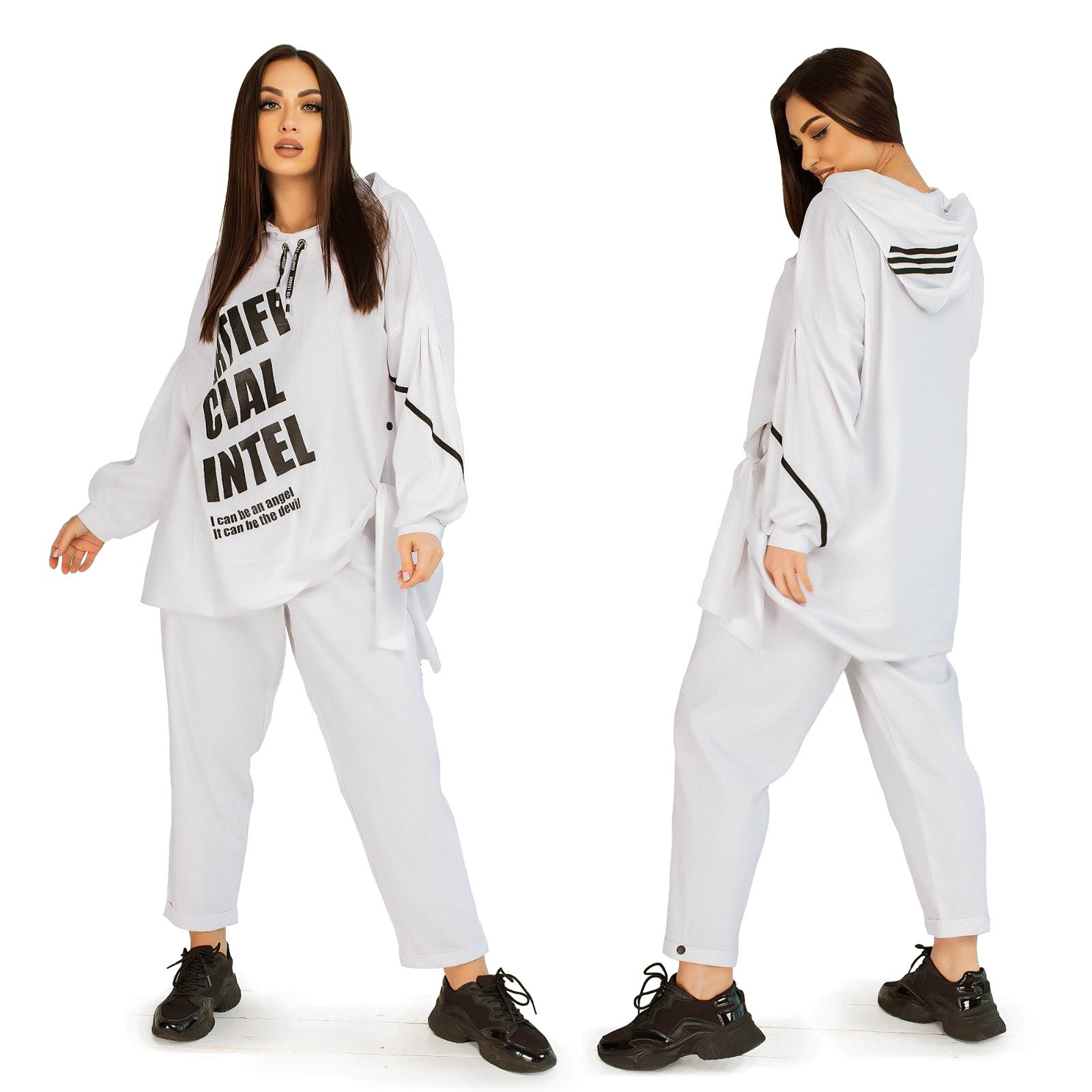 

Летний прогулочный костюм из льна M-L (-) белый, Летний прогулочный костюм из льна M-L (46-48) белый