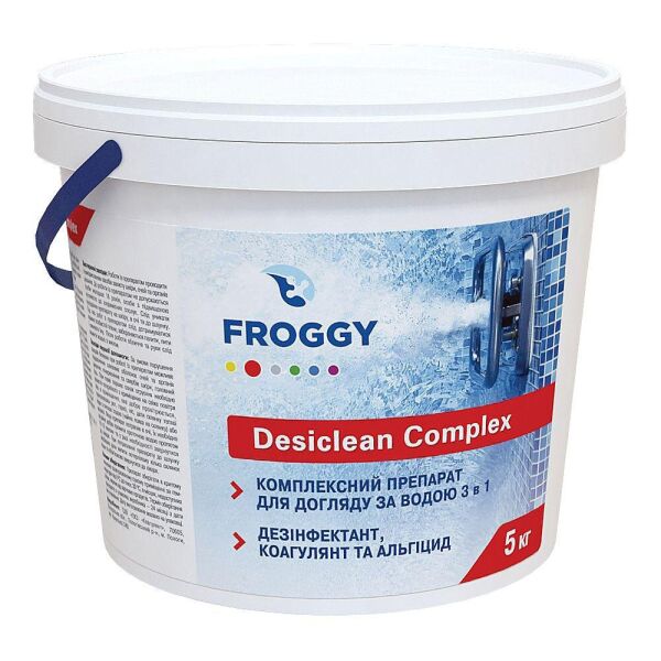 

Комплексное средство 3 в 1 (хлор, альгицид, флокулянт) FROGGY Desiclean Complex 3 в 1 в таблетках по 200 г 5 кг (Т0500-07)