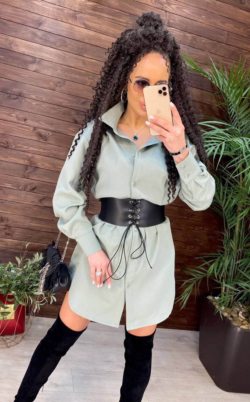 

Fashions • Платье рубашка с корсетом Селин Fashions 42-50 мята (301)