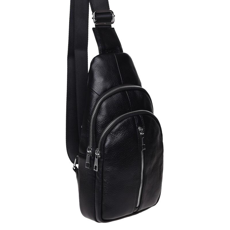 

Мужской кожаный рюкзак через плечо Keizer K1155-black