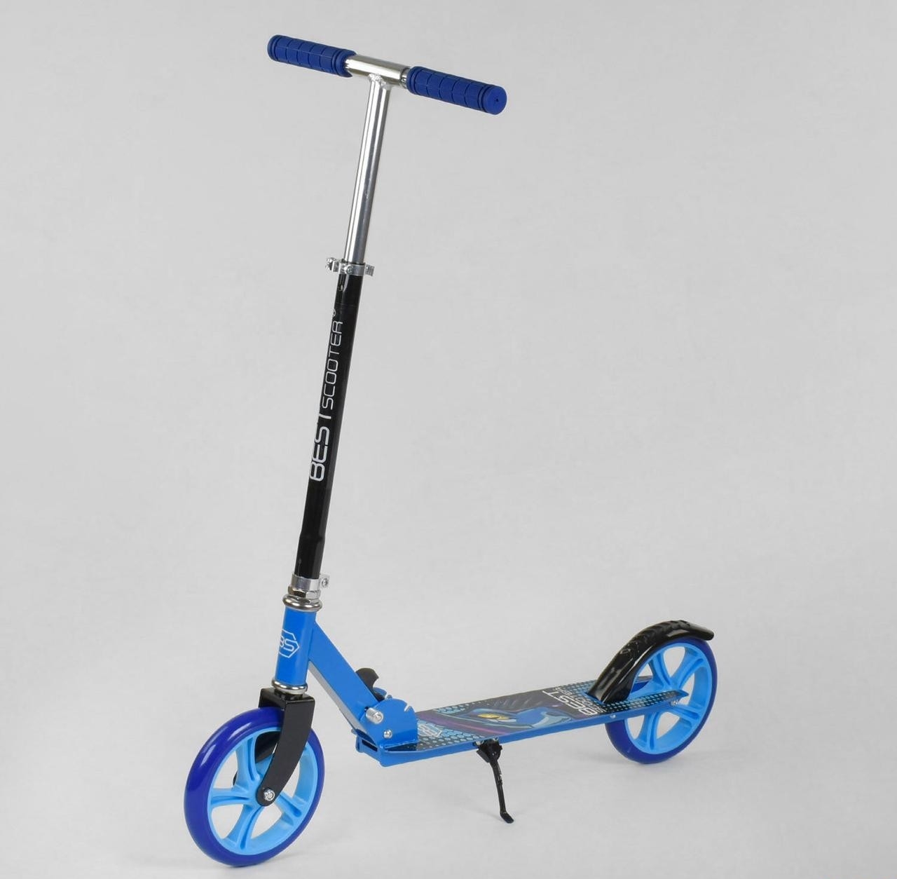 

Самокат двухколесный Best Scooter колеса PU, d 20см, грипсы резиновые голубой