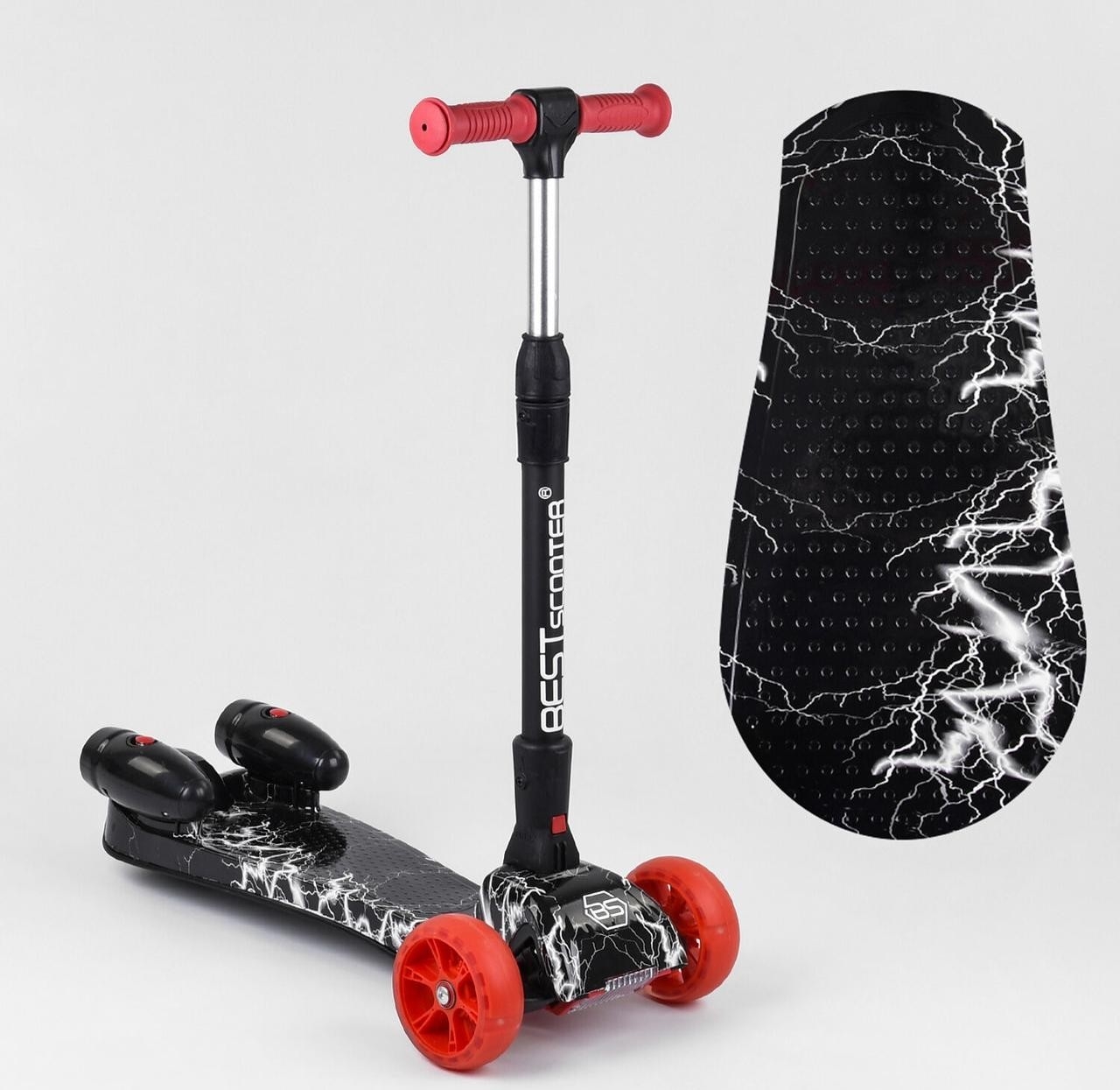 

Самокат Best Scooter с парогенератором музыка,дым турбины черный с белым