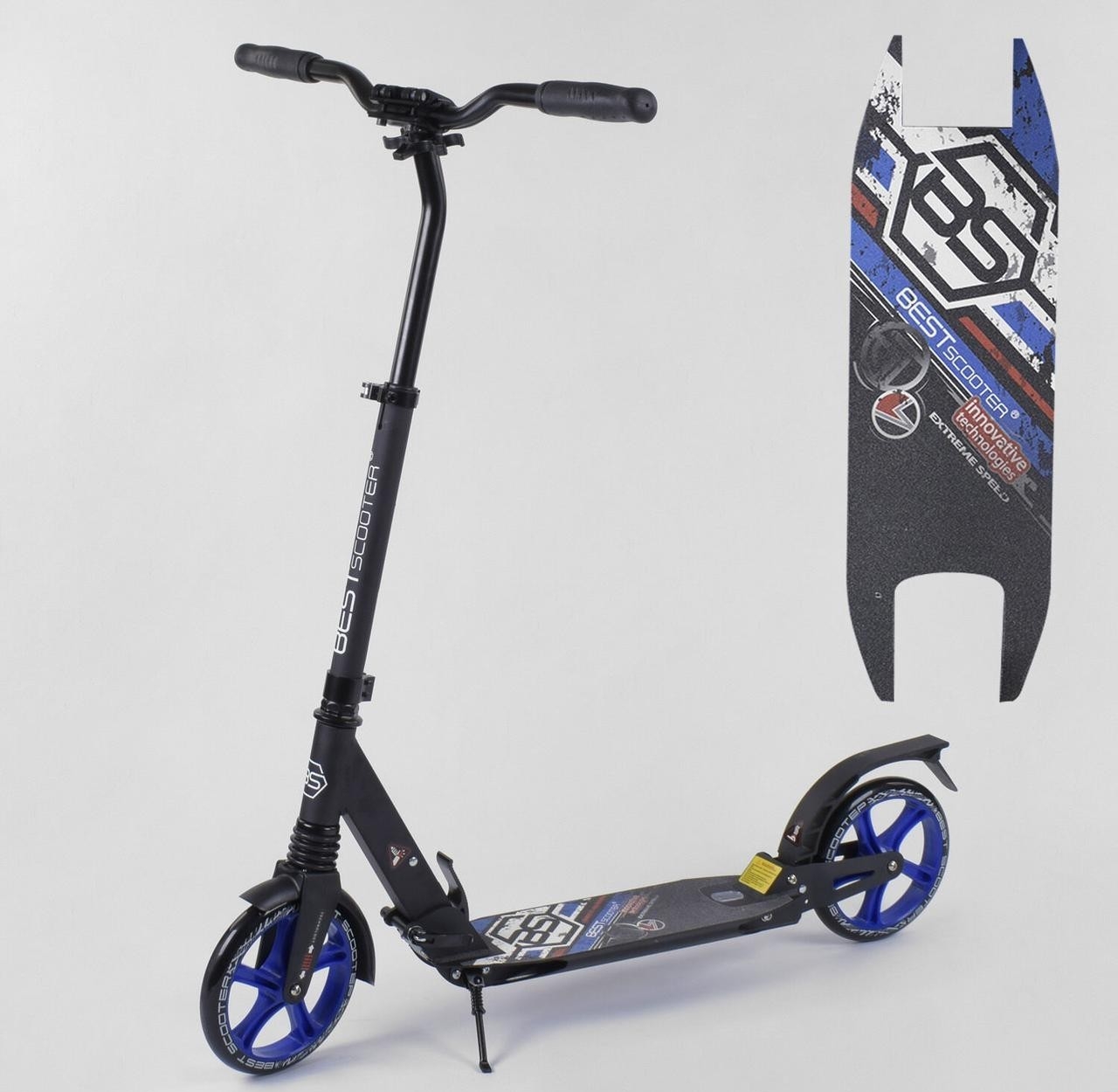 

Самокат алюминиевый Best Scooter, d колес - 20см, колеса PU черно синий